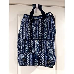 Women's Polyester Floral Rolling Tote Bag blue and white floral new